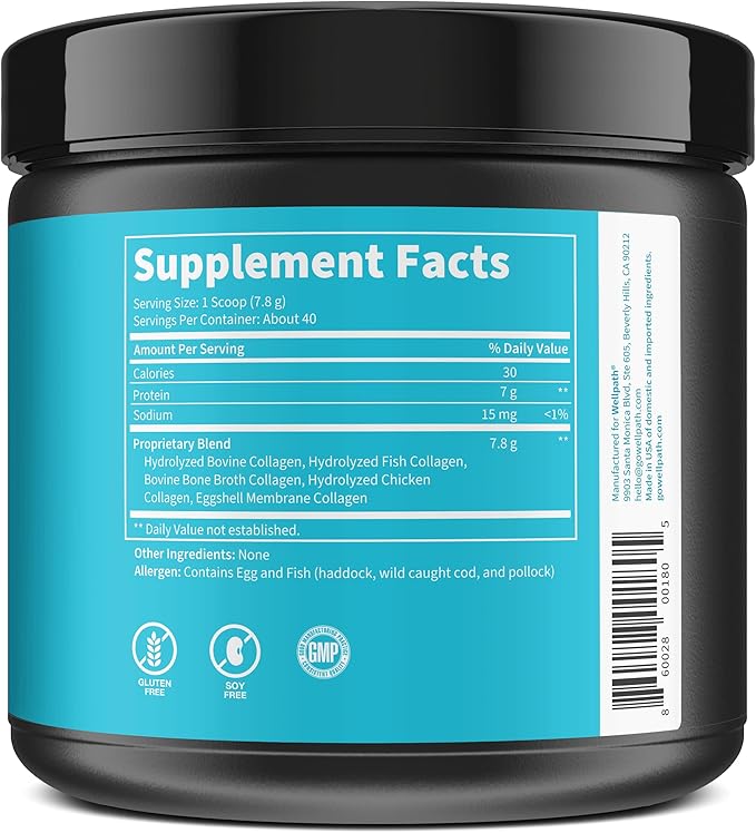 WellPath Renew Multi Collagen Protein Powder for Women | Hair, Nails, Skin | Hydrolyzed Grass-Fed Bovine, Marine, & Chicken Sources Collagen Peptides | Types I, II, III, V, X | 11 oz | 40 Servings