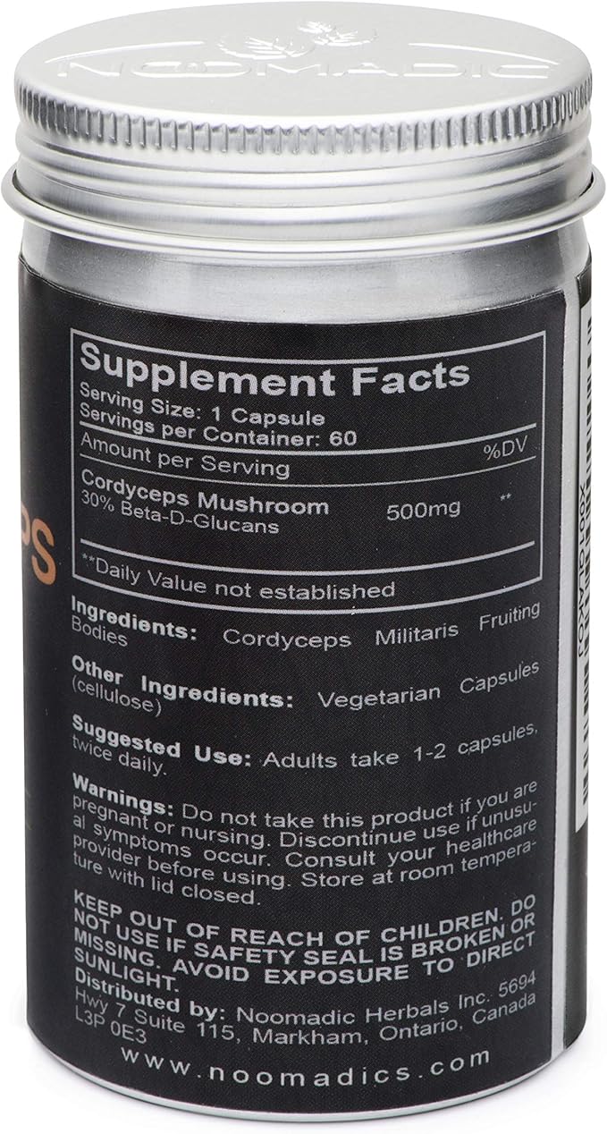 Cordyceps Mushroom, 60 Capsules, 500mg Each, AMPK Activator, Hot Water Extract, Wood Grown, Fruiting Bodies, 30% Beta-D-Glucans, Yartsa Gunbu, Caterpillar Fungus