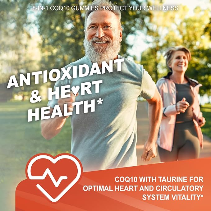 Sugar-Free CoQ10 200mg Gummies - Coenzyme Q10 w/Taurine, Vitamin E, C, B6, B12, Zinc - High Absorption CoQ10 Supplement for Antioxidant, Cellular Energy & Hear-t Health, Vegan 120 C