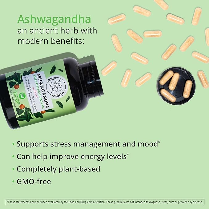 Organic Ashwagandha Capsules 2100mg – Stress Relief Supplement – Extra Strength, 100% Herbal, Energy, Mood & Cortisol Manager, Includes Black Pepper for High Absorption – Non-GMO, 90 Ct