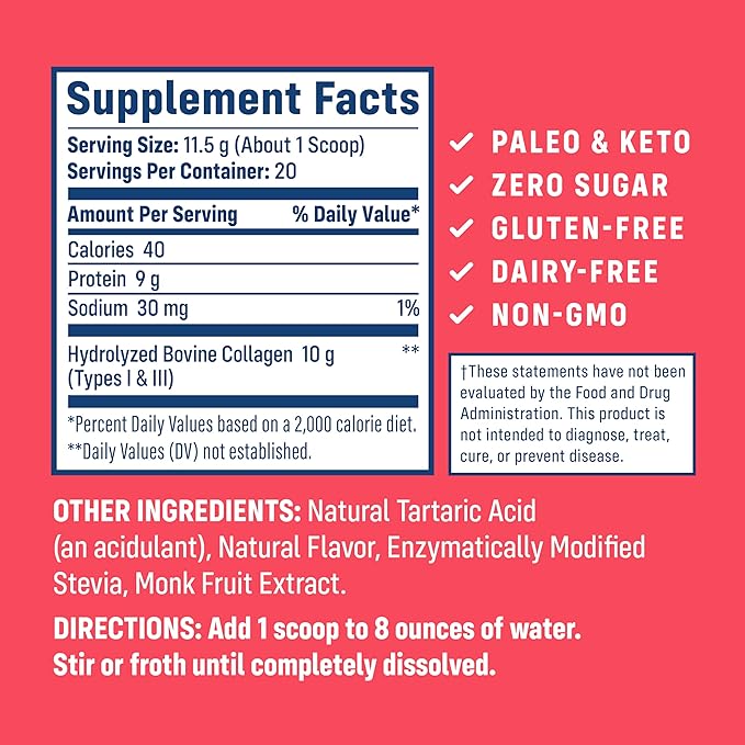 NativePath Collagen Peptides - Hydrolyzed Type 1 & 3 Collagen. Keto & Paleo Grass-Fed Protein Powder for Hair, Skin, Nails, Bones, Joints, Digestion and More - No Gluten or Dairy (Wild Berry, 230g)