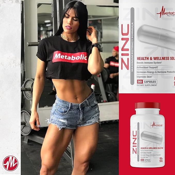 Zinc Supplement by Metabolic Nutrition, 75mg, 90 Zinc Capsules, Supports Immune System Function w/Zinc Oxide