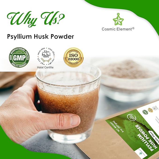 100% Pure Psyllium Husk Powder Organic – Finely Ground Fiber Supplement for Regularity & Keto | Psyllium Husk Powder for Baking and Gluten-Free Bread – 8 oz