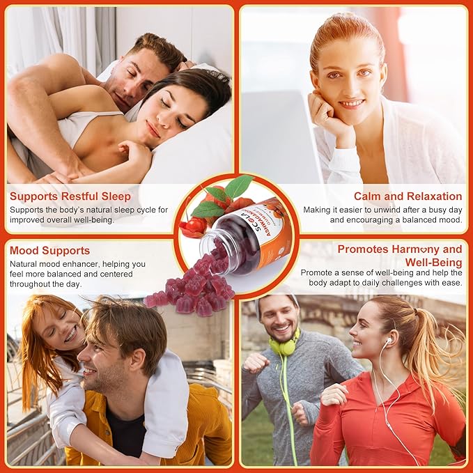 Ashwagandha Gummies for Women & Men, Natural Calm Gummies with Ashwagandha Root Extract Vitamin D Zinc, Ashwagandha Supplement, 120 Gummies
