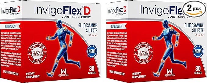 INVIGOFLEX 1500mg of Glucosamine Sulfate Powder (Classic Formulation) - Premium Joint Supplement for Knees, Hands, Back, and Hip Support D: Glucosamine Sulfate, Packets - 60 Packets