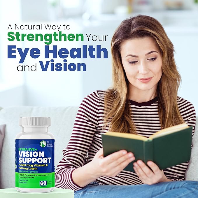 DR VITAMIN SOLUTIONS Vision Support Eye Vitamins for Macular Health | Supplements with Lutein, Zinc, Vitamin A & Bilberry | Areds 2 Formula for Red & Dry Eyes, Sight Care (1 Bottle, 60 Capsules)