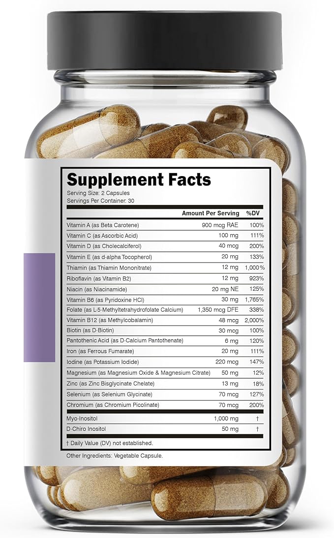 Fertility Supplements for Women - Hormone Balance & Ovarian Support -60 Capsules - Conception Vitamins with Folate - Pregnancy & Ovulation Support -22 Key Nutrients for Her Egg Quality
