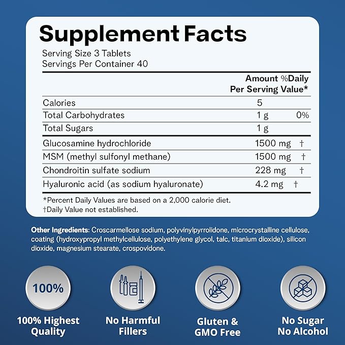 Joint Health Triple Strength | Glucosamine, Chondroitin & MSM, Joint Support Supplement, 120 Coated Tablets