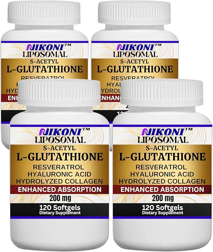 Liposomal S-Acetyl L-Glutathione Resveratrol, Hyaluronic Acid & Collagen 500 mg-480 Softgels