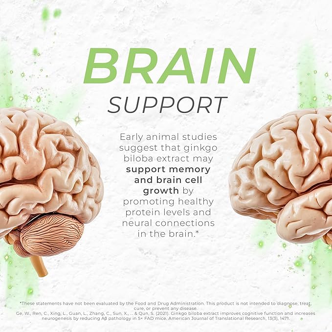 Neurogan Ginkgo Biloba Capsules 13,500,mg | Cognitive Health Supplements for Memory & Focus | Ginkgo Biloba Herbal Supplement, 300mg Per Serving, 90 Ct | Made in USA