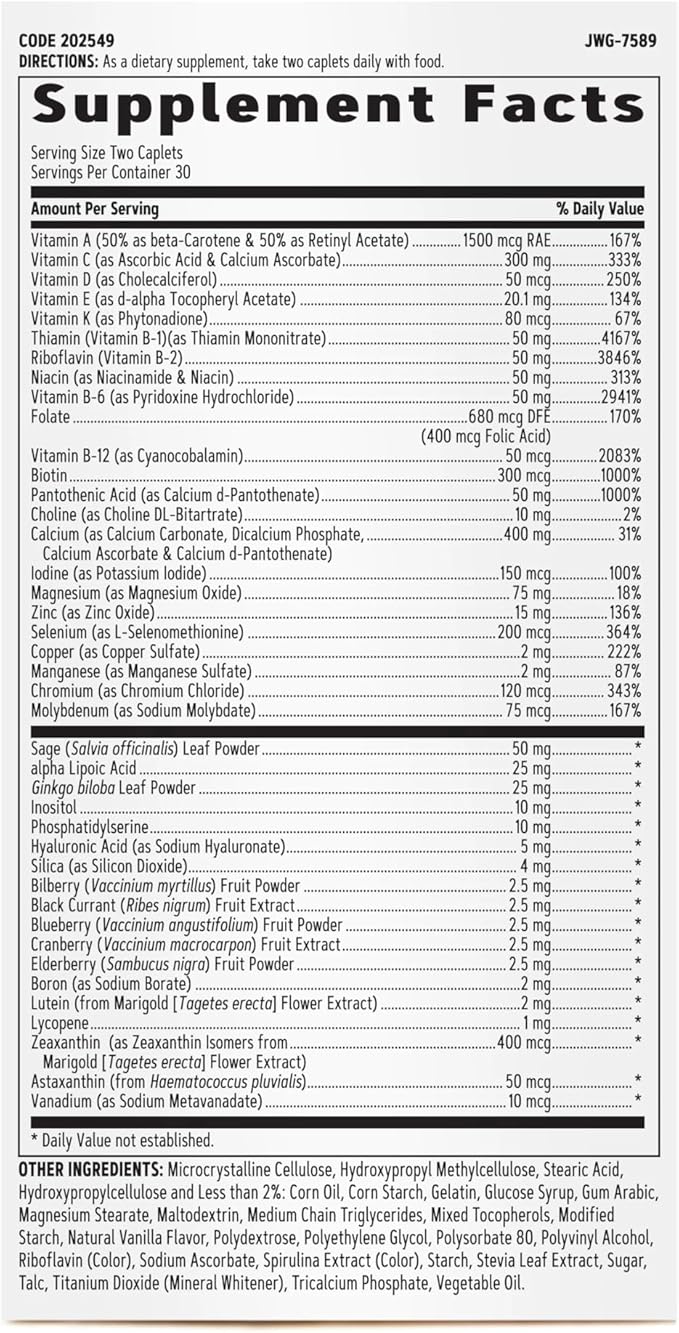 GNC Women's Multivitamin 50 Plus |Supports Bone, Eye, Memory, Brain and Skin Health with Vitamin D, Calcium and B12 | Helps Increase Energy Production | 60 Caplets