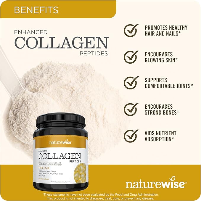 NatureWise Enhanced Collagen Peptides (45 Servings) - Hydrolyzed Type I & III + NatureWise Total Colon Care Fiber Cleanse with Herbal Laxatives, Prebiotics, & Digestive Enzymes