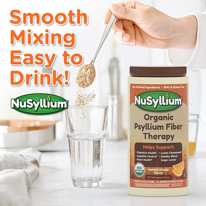 Psyllium Husk Powder USDA Organic, 21 Oz, Dietary Fiber Supplement with Brown Sugar, Helps Promote Digestive Health* Unflavored, 85 Servings