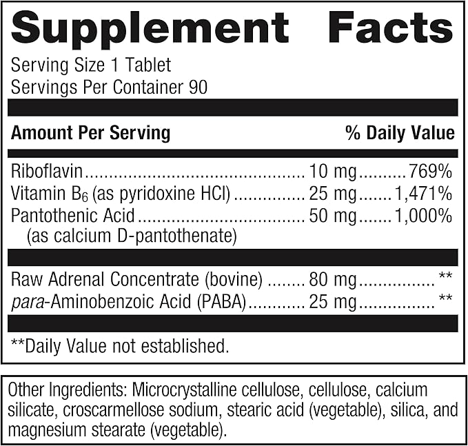 Metagenics Adrenogen - Adrenal Health Support - Raw Adrenal Complex - Aid in Hormone Balance* - with B Vitamins & PABA - Guaranteed Raw - Non-GMO - Gluten-Free - 90 Tablets