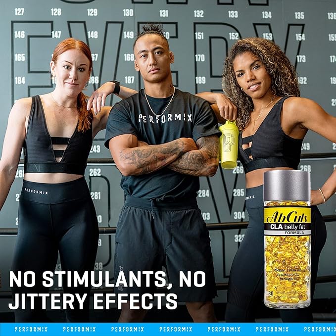 Ab Cuts CLA Belly Fat Formula - 80 Easy-to-Swallow Softgels - Omega 3 Fish Oil, Flaxseed Oil and Vitamin E - Helps Increase Antioxidant Supply and Healthy Body Composition