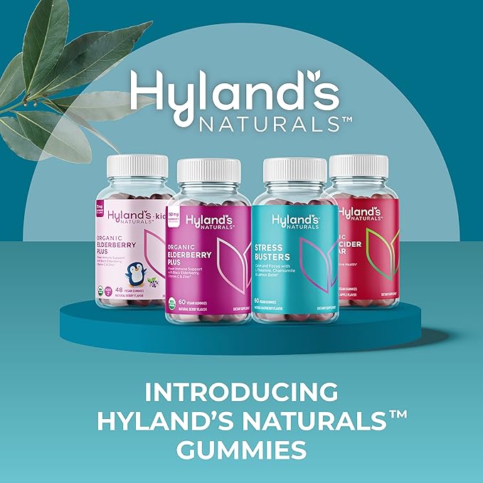 Hyland's Kids Organic Elderberry Plus Gummies, Organic Black Elderberry with ZINC and Vitamin C, Immune Support for Children, 48 Vegan Gummies