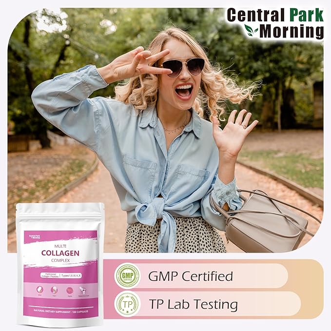 Multi Collagen Capsules for Women & Men - Hydrolyzed Collagen Type I, II, III, V, X, Hydrolyzed Collagen Supplements for Hair, Skin, Nail & Joint Support, Non-GMO - 180 Capsules