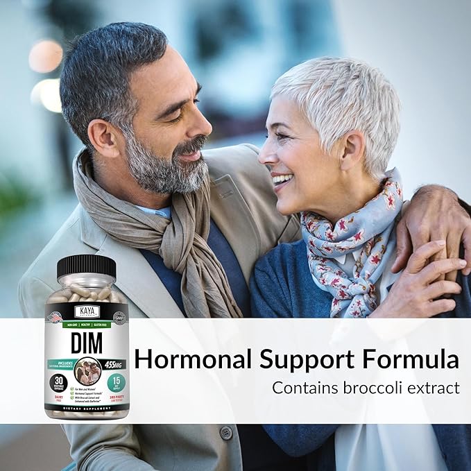 Kaya Naturals DIM Ultra (30 Capsules) | DIM Supplement for Women and Men | Vegetable Capsules with Broccoli Extract & BioPerine | Herbal Supplement for Hormonal Support, Acne, Menopause, and Prostate