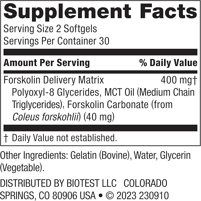 Biotest Carbolin 19 - Advanced Forskolin Carbonate for Fat Loss & Metabolic Performance - 60 Softgels (30-Day Supply)