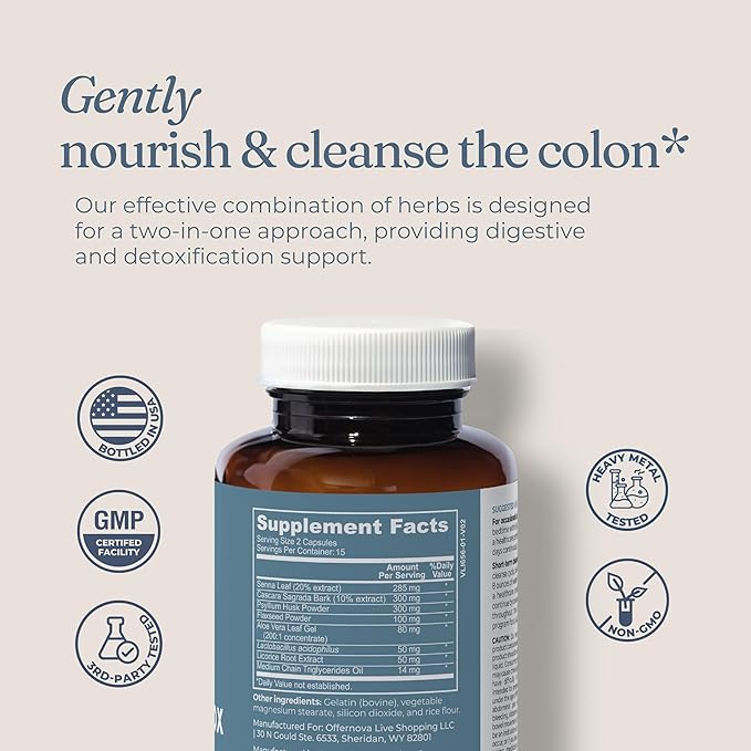 Complete Colon Detox 15 Days 30 Capsules, All Natural Colon Cleanser for Bloating and Constipation Relief for Women & Men, Advanced Gut Cleanse Detox