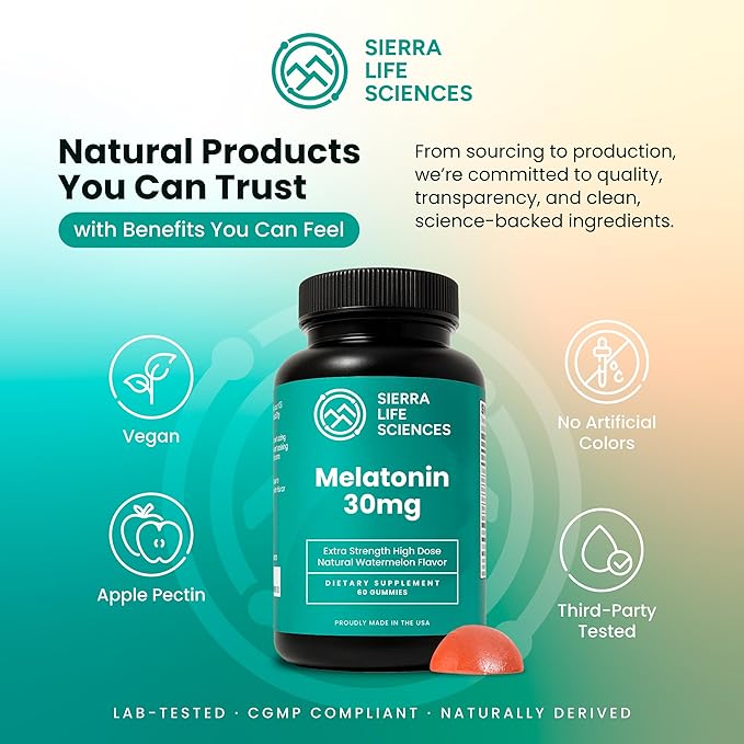 30mg Melatonin Gummy | High Dose Sleep Support for Adults | Advanced One-A-Day Formulation Made with Apple-Derived Gummies | Vegan, Non-GMO (2-Pack)