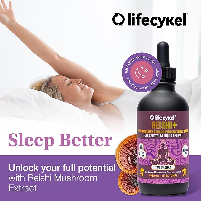 Lifecykel Professional Athletes Pack - Reishi, Lions Mane & Cordyceps Mushroom Extract- Full-Spectrum Mushroom Tincture for Energy, Focus and Immune Health- Vegan, Non-GMO Formula