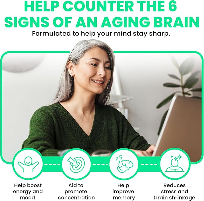 Brain Booster Supplement for Focus, Memory, Clarity, Energy & Mood 60 Tabs - 100% Drug-Free & Clinically Tested Brain Supplement – Brain Fog Supplements & Memory Booster Supplement w/VIT D3