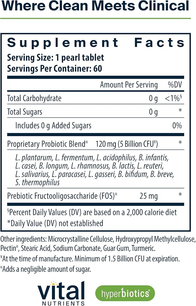 Hyperbiotics Vital Nutrients Pro-15 Prebiotics + Probiotics for Women and Men | 15 Science Backed Strains | Supports Occasional Constipation, Diarrhea, Gas & Bloating | 60 Vegan Time Release Pearls