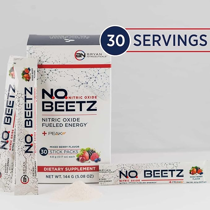 N.O. Beetz Nitric Oxide Fueled Energy Boost Supplement, Hydration & Cellular Energy Production Enhancer, Blend of Vitamins and Minerals (30 Servings)
