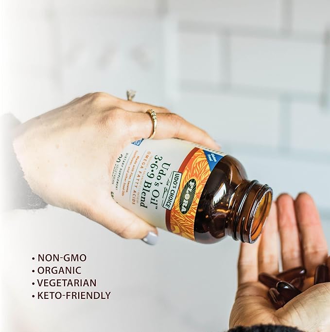 Flora Health Udo's Oil 3-6-9 Blend, Balanced Omega Fatty Acids from Flax, Sesame, Sunflower 90 Vegetarian Softgels