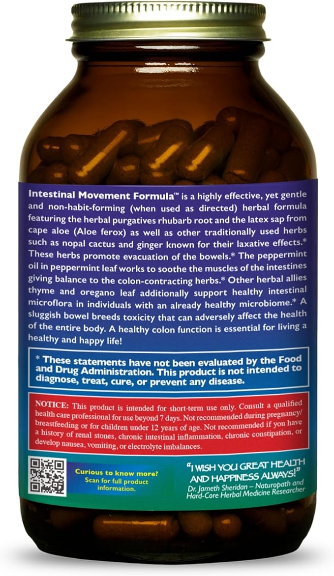 HealthForce SuperFoods Intestinal Movement Formula - Natural Laxative Supports Bowel Regularity - All-Natural Digestion Supplement to Support Constipation - Gluten-Free & Vegan - 360 Caps