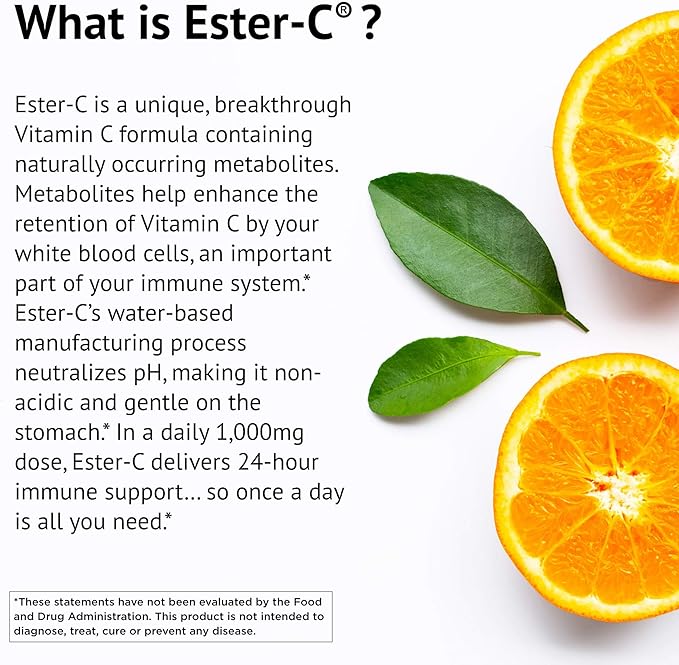 American Health Ester-C 1000 mg with Citrus Bioflavonoids Veg Tablets, 180 Count