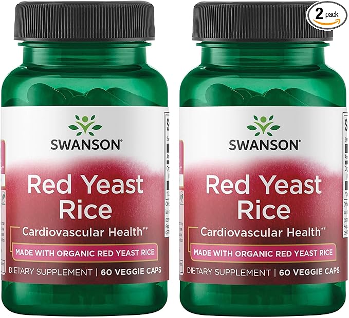 Swanson Made with Organic Traditional Red Yeast Rice 600 Milligrams 60 Veg Capsules (2 Pack)