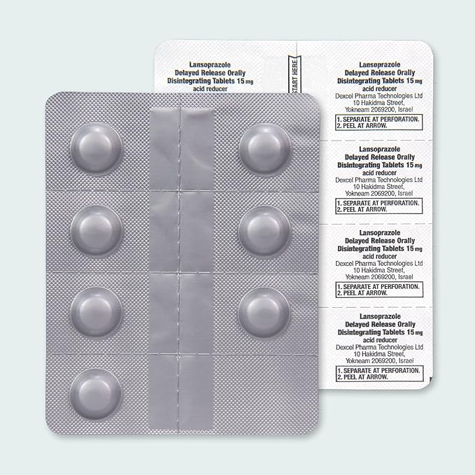 Amazon Basic Care Lansoprazole Delayed Release Orally Disintegrating Tablets 15 mg, Acid Reducer Pills, Strawberry Flavor, 42 Count