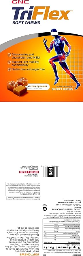 GNC TriFlex Soft Chews, Salted Caramel, 60 Soft Chews, Supports Joint Health