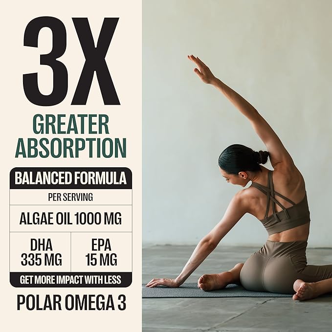 Orlo DHA - Vegan DHA Omega 3 Supplement - Triple Strength Omega3s - Plant Based DHA & EPA Fatty Acids Algae Omega-3 Oil - Krill or Fish Oil Alternative (120 Mini Softgels)
