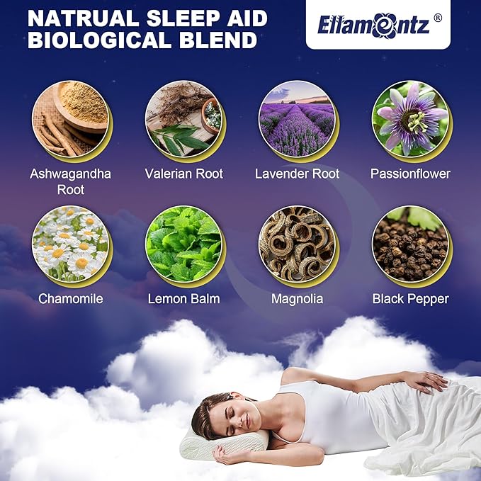 Melatonin Free Sleep Aid Gummies for Adults, Sugar Free Sleeping Gummy No Melatonin, Natural Calm Gummies with Magnesium Glycinate, L-Tryptophan, L-Theanine, GABA, Ashwagandha, Valerian, 120cts