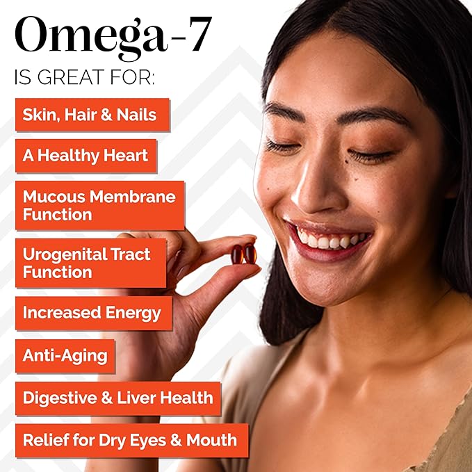 sibu Omega-7 Softgels, Premium Organic Himalayan Sea Buckthorn Oil (180ct, 90 Day Supply) – Supplement for Healthy Skin, Hair, Nails and Dryness