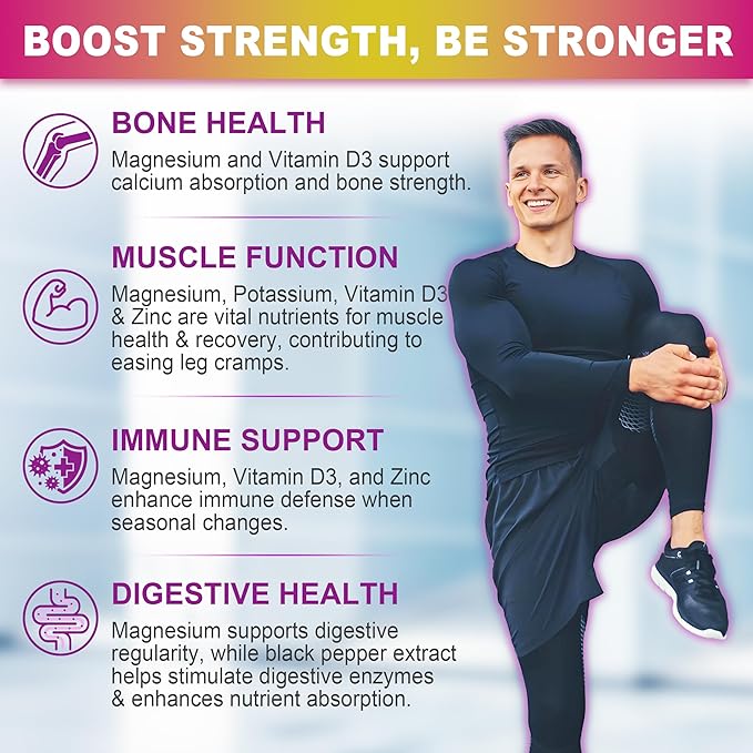 Sugar-Free Magnesium Gummies 400mg | Made in USA | 5-in-1 Complex: Glycinate, Citrate, Malate, Chloride & Taurate | with Ashwagandha, Vitamin D3 & Zinc | Muscle, Mood & Energy Support | Vegan, 60Cts