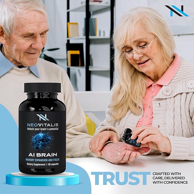 AI Brain Nootropic Supplement for Focus, Memory & Mental Clarity Improvement Capsules for Men & Women, Caffeine-Free Daily Cognitive Support with Bacopa, Alpha GPC & Vitamin B6, 60 Vegetarian Capsules