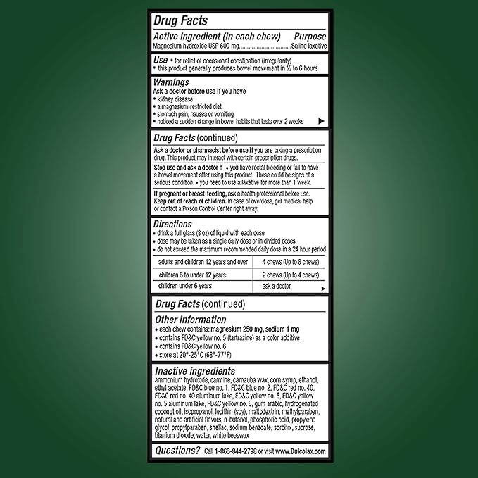 Dulcolax Chewy Fruit Bites, Saline Laxative, Cherry Berry (30ct) Cramp-Free Constipation Relief (Pack of 2)