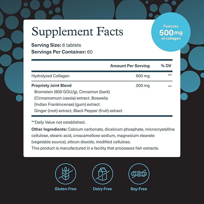 Youtheory Men's Joint Collagen with 18 Amino Acids - Premium Collagen for Men - Joint Support Supplement with Boswellia Extract, Ginger & Black Pepper* - Dairy, Soy & Gluten Free - 120 Tablets