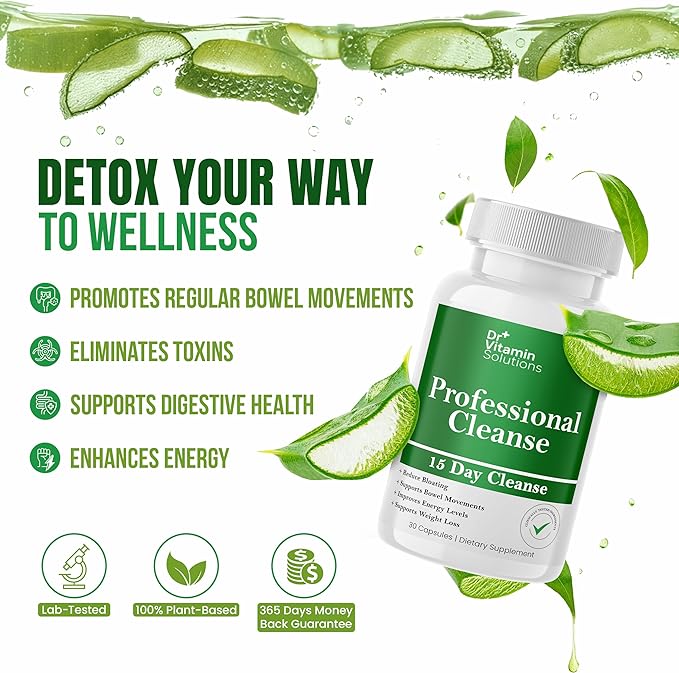 DR VITAMIN SOLUTIONS 15 Day Gut Cleanse Detox for Women w/GLP-1 Support - Natural Colon & Detox Cleanse for Weight Loss - Bloating & Constipation Relief - Flushes Toxins & Supports Immunity - 30 Ct.