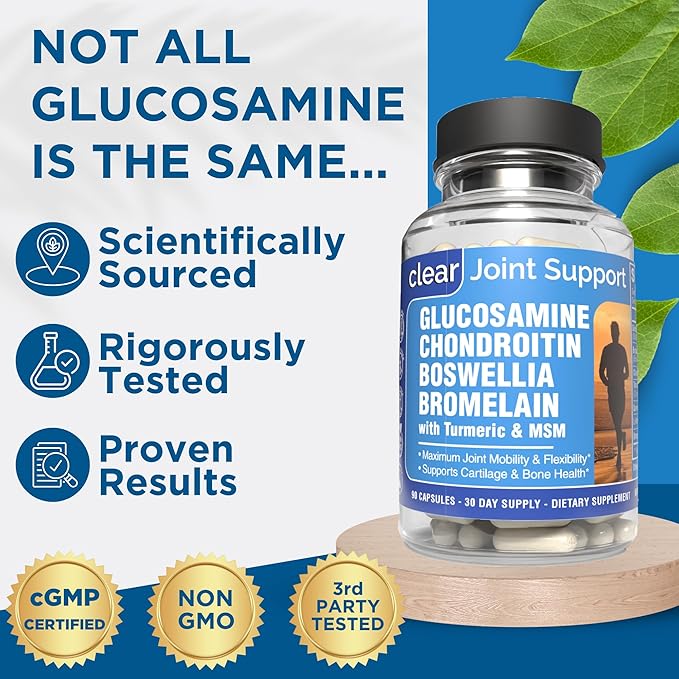 Joint Supplements for Women – Glucosamine Chondroitin MSM with Turmeric and Boswellia – Supports Bone & Joint Health, Flexibility, Mobility, Recovery & Boosts Collagen – 180 Capsules
