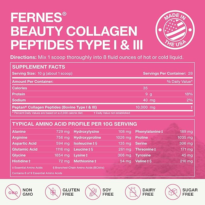 Hydrolyzed Collagen Peptides Supplement Powder for Women & Men - Ageless Skin, Strong Hair & Nails, Joint Support - Grass Fed Type I & III - Keto, Paleo, Gluten Free - 28 Servings, 9.88 oz, Unflavored