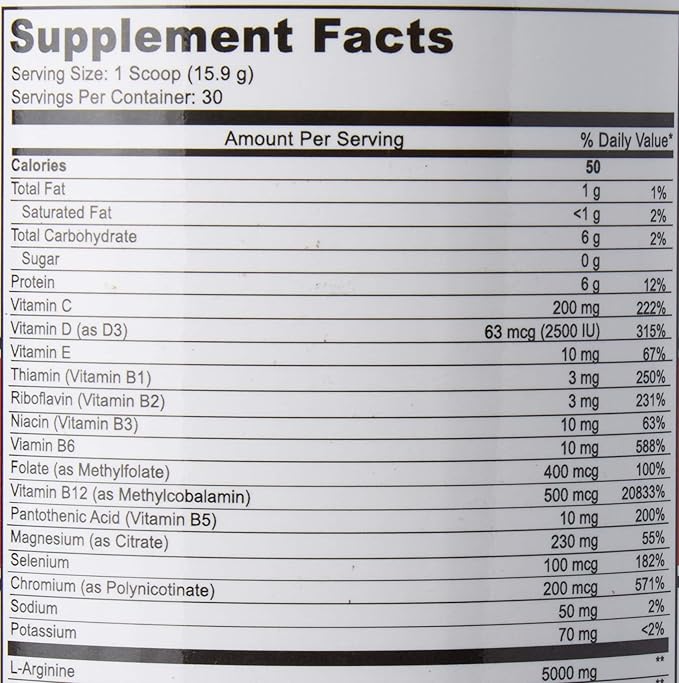 Drink Mix, Cherry, L-Arginine 5000mg, L-Citrulline 1000mg, Vitamins B12, C, D3, Beet Root, 30 Servings, Nitric Oxide Support, Cardiovascular, & Energy Support Supplement