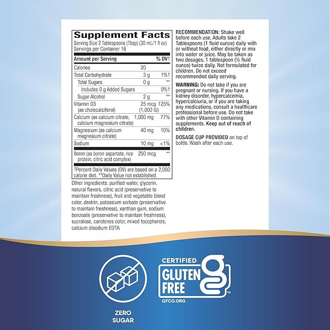 Nature's Way Calcium & Vitamin D3 with Magnesium Liquid Supplement*, Supports Bone Health*, Fast Absorbing Liquid, Gluten Free, Sugar Free, Citrus Flavored, 16 Fl Oz (Packaging May Vary)