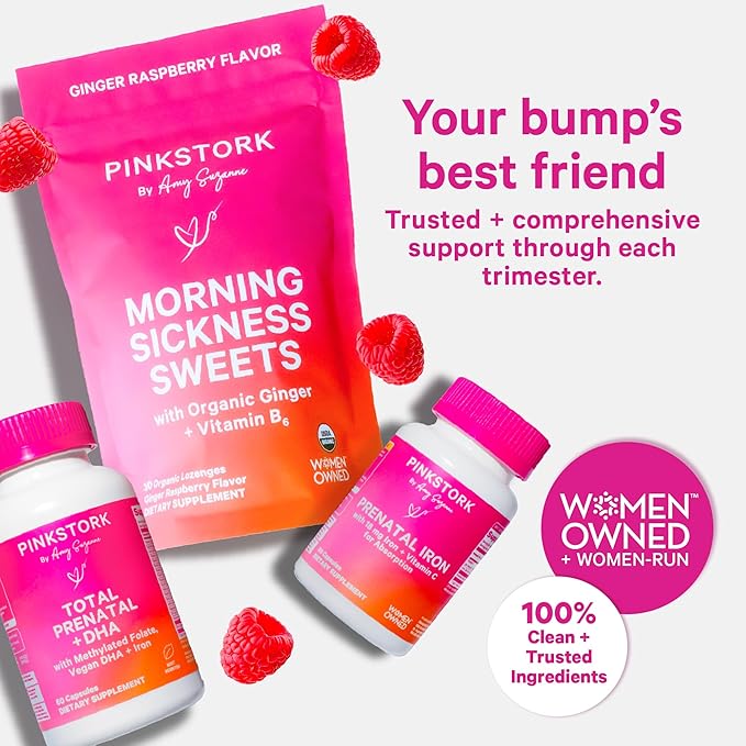 Pink Stork Prenatal Iron Supplement Gummies for Women - 20 mg with Vitamin C - Grape Chewable for Deficiency, Energy, & Blood Builder - 60 Gummy Chews