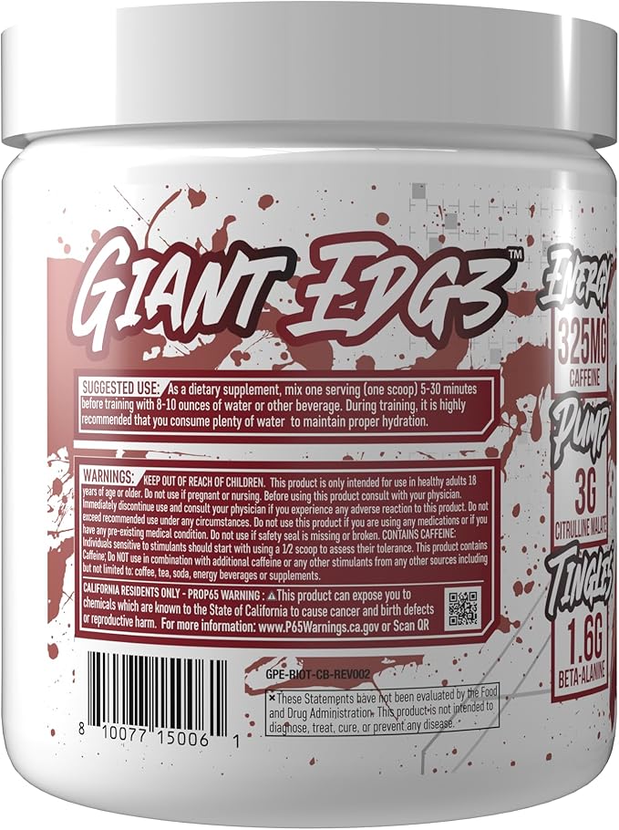 Giant Riot Pre-Workout Powder (30 Servings, Cherry Blackout)