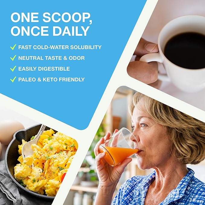 Mobility Collagen Peptides Powder - Glucosamine, Chondroitin, Hyaluronic Acid & Liposomal Vitamin C Joint Bone & Cartilage Support Grass-Fed Type I & III Keto & Paleo 28 Servings, 11.83 oz
